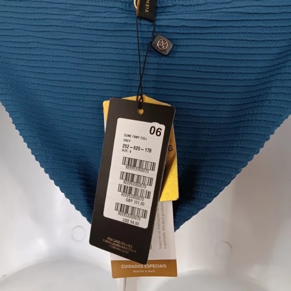 *NEW Vix Dune Fany Full Coverage Grey/Blue Size Small Bikini bottom brief NWT!